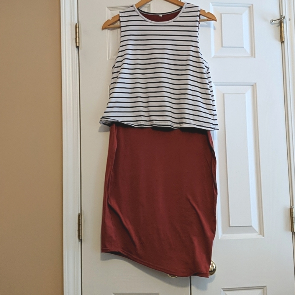 Striped Two Piece Maternity Dress